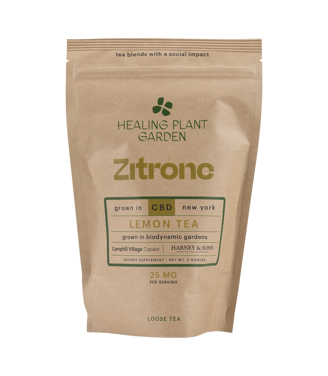 Zitrone Lemon Tea package featuring 25 MG CBD, highlighting its organic ingredients and wellness benefits.