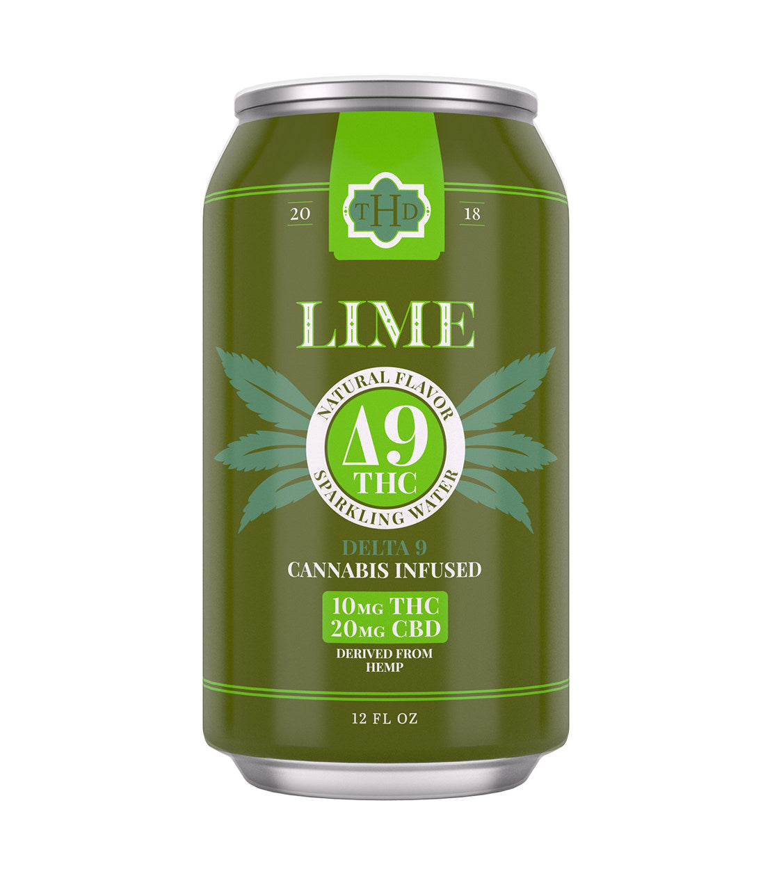 The Hemp Division- Lime Sparkling Water- 12fl Oz Can- Delta 9 THC- 10mg THC- 20 MG CBD- 