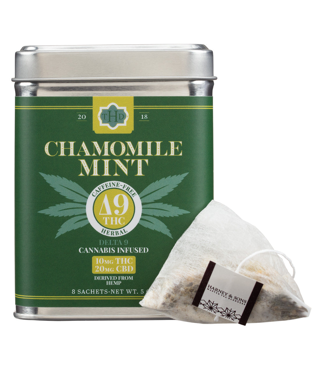 The Hemp Division- Delta 9 THC- Chamomile Mint- Tin of 8 Sachets and sachet