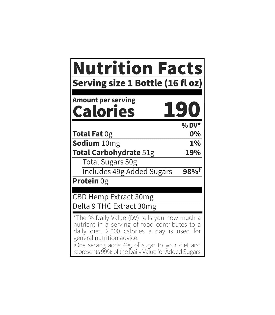 The Hemp Division- Hibiscus- 16 fl oz Bottle- Nutrition Facts-
