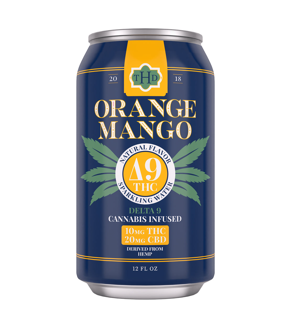 The Hemp Division- Orange Mango Sparkling Water- 12fl Oz Can- Delta 9 THC- 10mg THC- 20 MG CBD